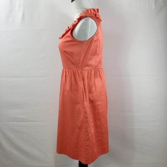 J Crew Ruffle Neck Sleeveless Cotton Sateen Dress Size 6 - Picture 7 of 14